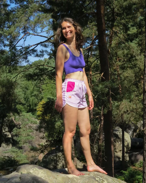 Short de sport vintage rose clair – Image 4