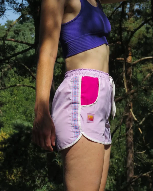 Short de sport vintage rose clair – Image 3