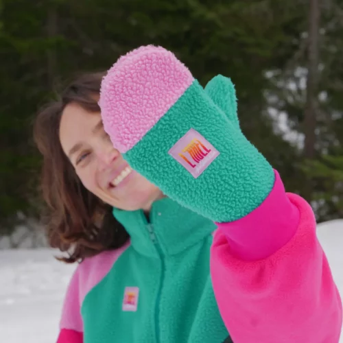 Moufles Sherpa Recyclé Verte et Rose