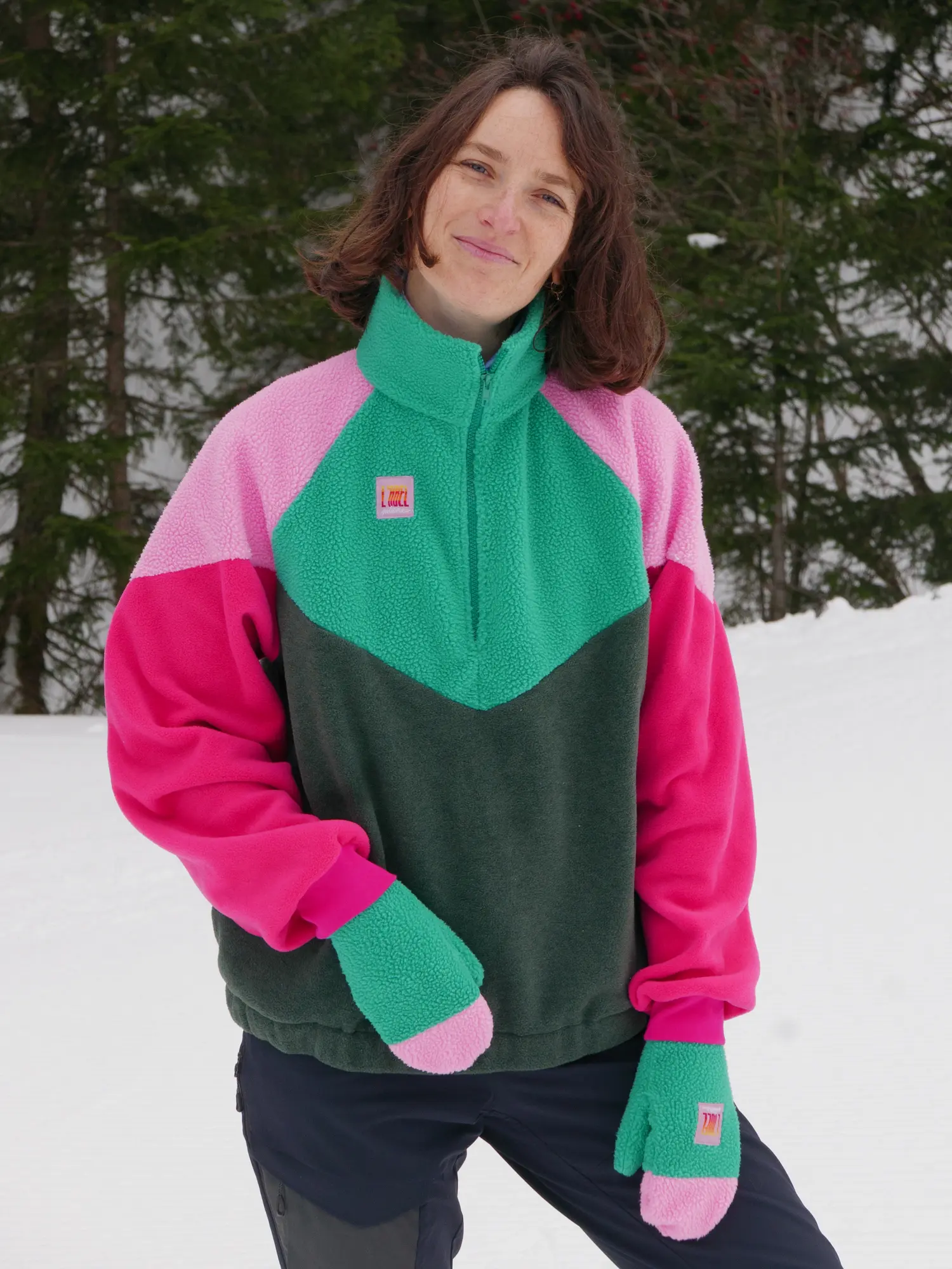 Pull Polaire Mistral - Vert et Rose – Image 5